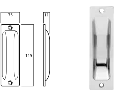 Lockwood Flush Pull 115 x 35 mm Zinkdruckguss